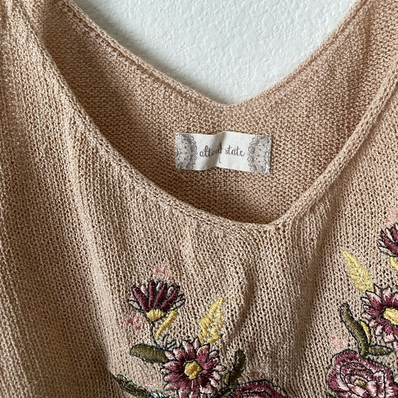 Altar'd State embroidered floral knit tank top. - Picture 2 of 6